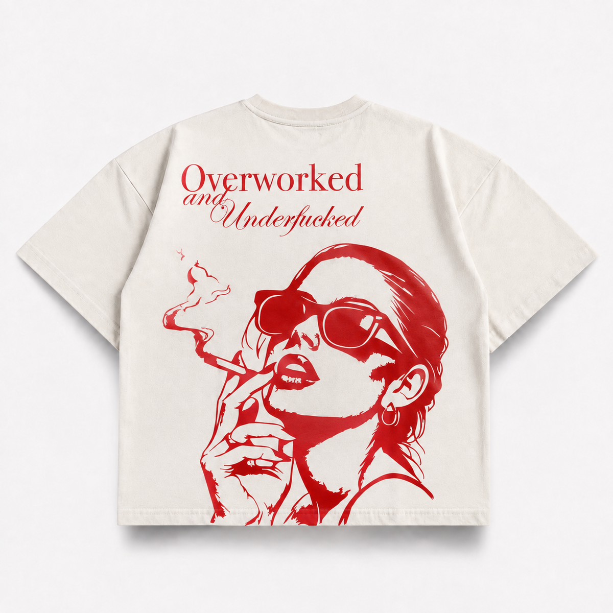 Overworked and Underfucked — Bone White (mockup)